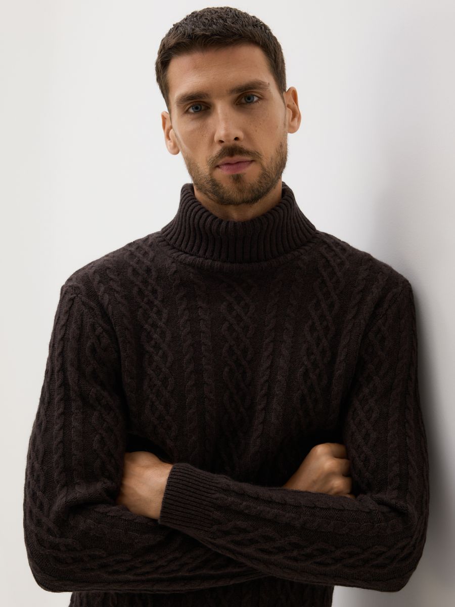 Πουλόβερ από μείγμα μαλλιού - σκουρο καφέ - RESERVED