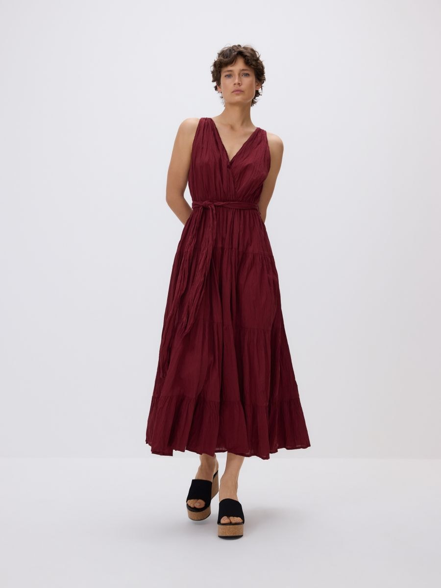 Rochie mototolită cu cordon - roșu-aprins - RESERVED