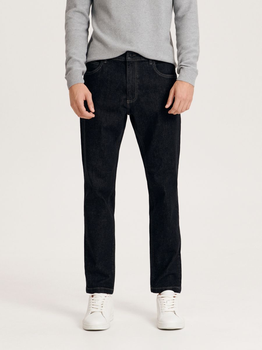 Slim jeans med tvättad effekt - SVART - RESERVED