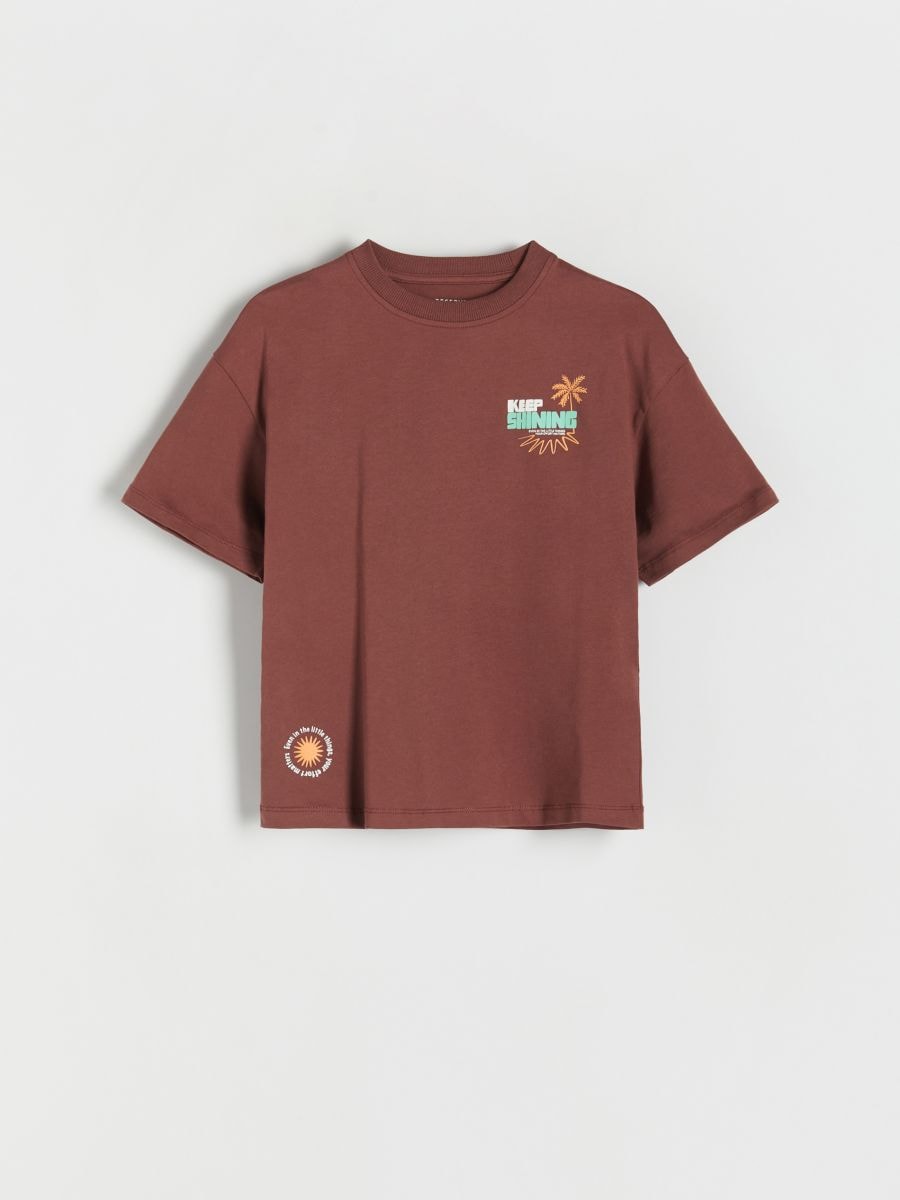 Oversized t-shirt med print - brun - RESERVED