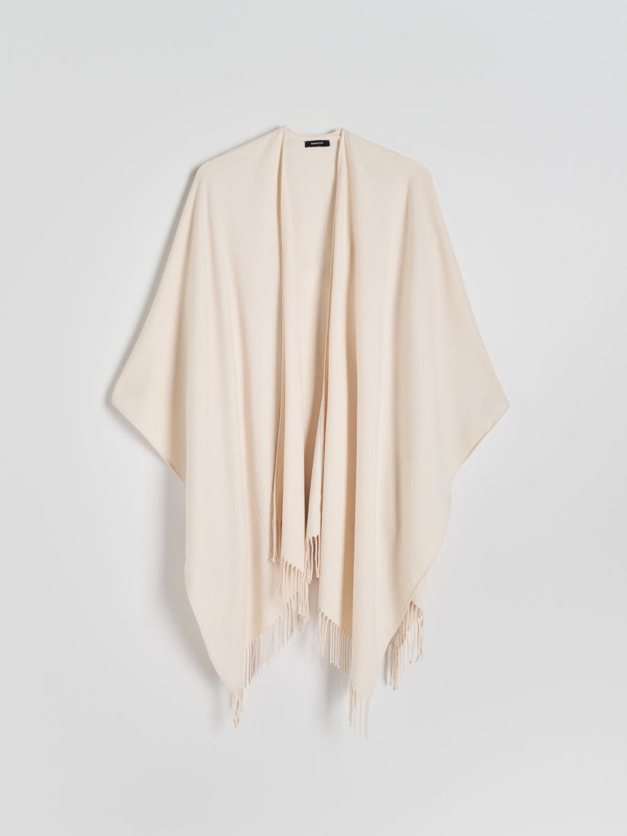 Poncho mit Bommeln - beige - RESERVED