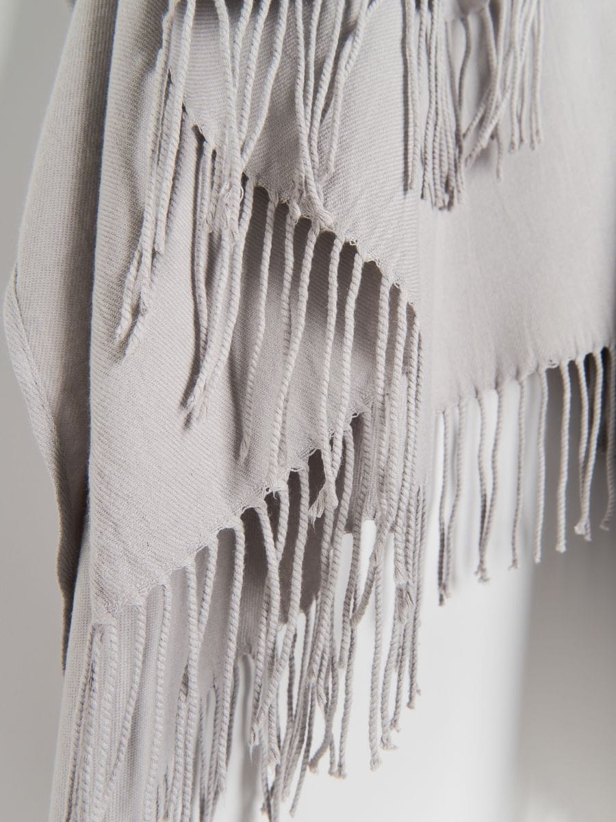 Poncho with fringes - light grey - RESERVED - 2
