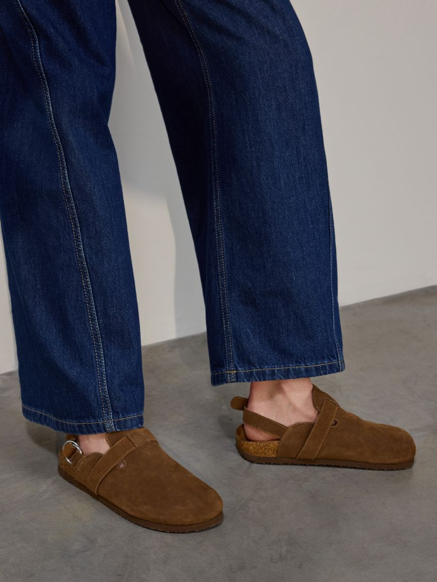 LADIES` MULES - warm olive - RESERVED - 6