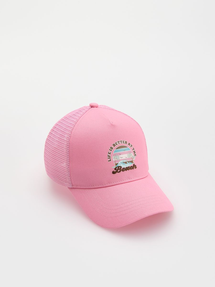 Kapa s šiltom in aplikacijo - pastelno roza - RESERVED