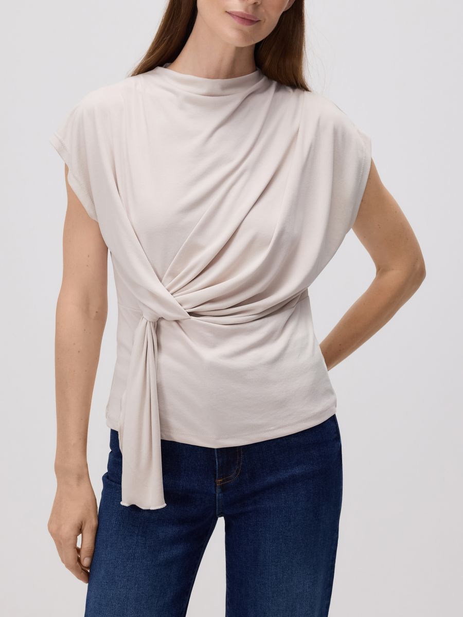LADIES` BLOUSE - beige - RESERVED