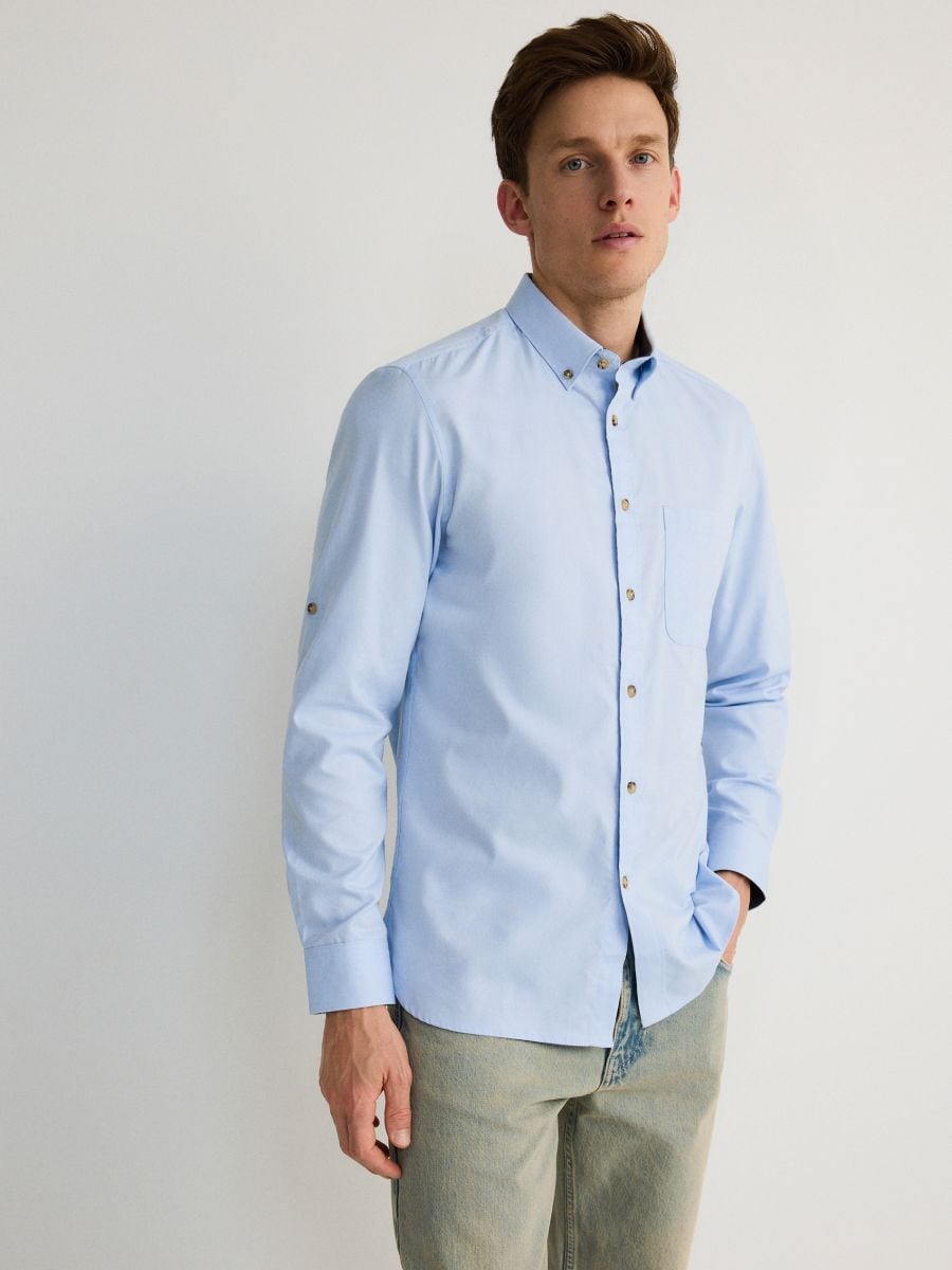 Regular fit shirt - pale blue - RESERVED
