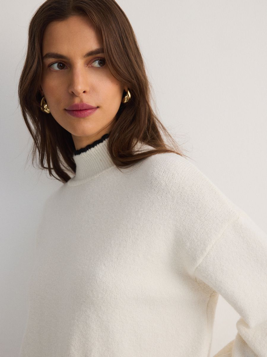 Sweater with contrast insert - nude - RESERVED - 2