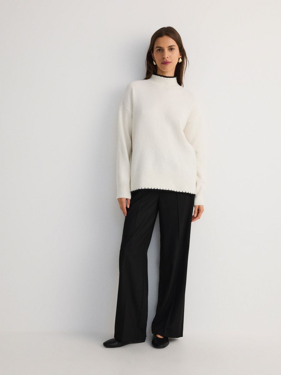 Sweater with contrast insert - nude - RESERVED - 3
