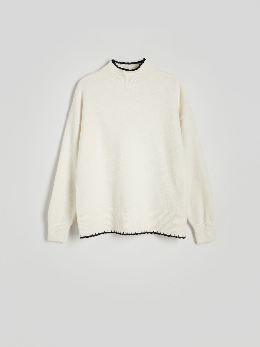 Sweater with contrast insert - nude - RESERVED - 5
