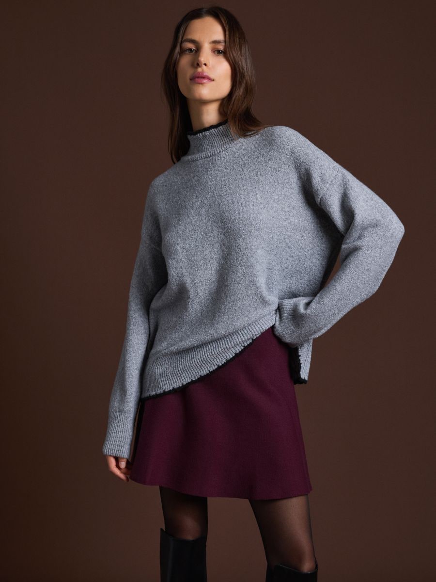 Sweater with contrast insert - mid grey - RESERVED - 4