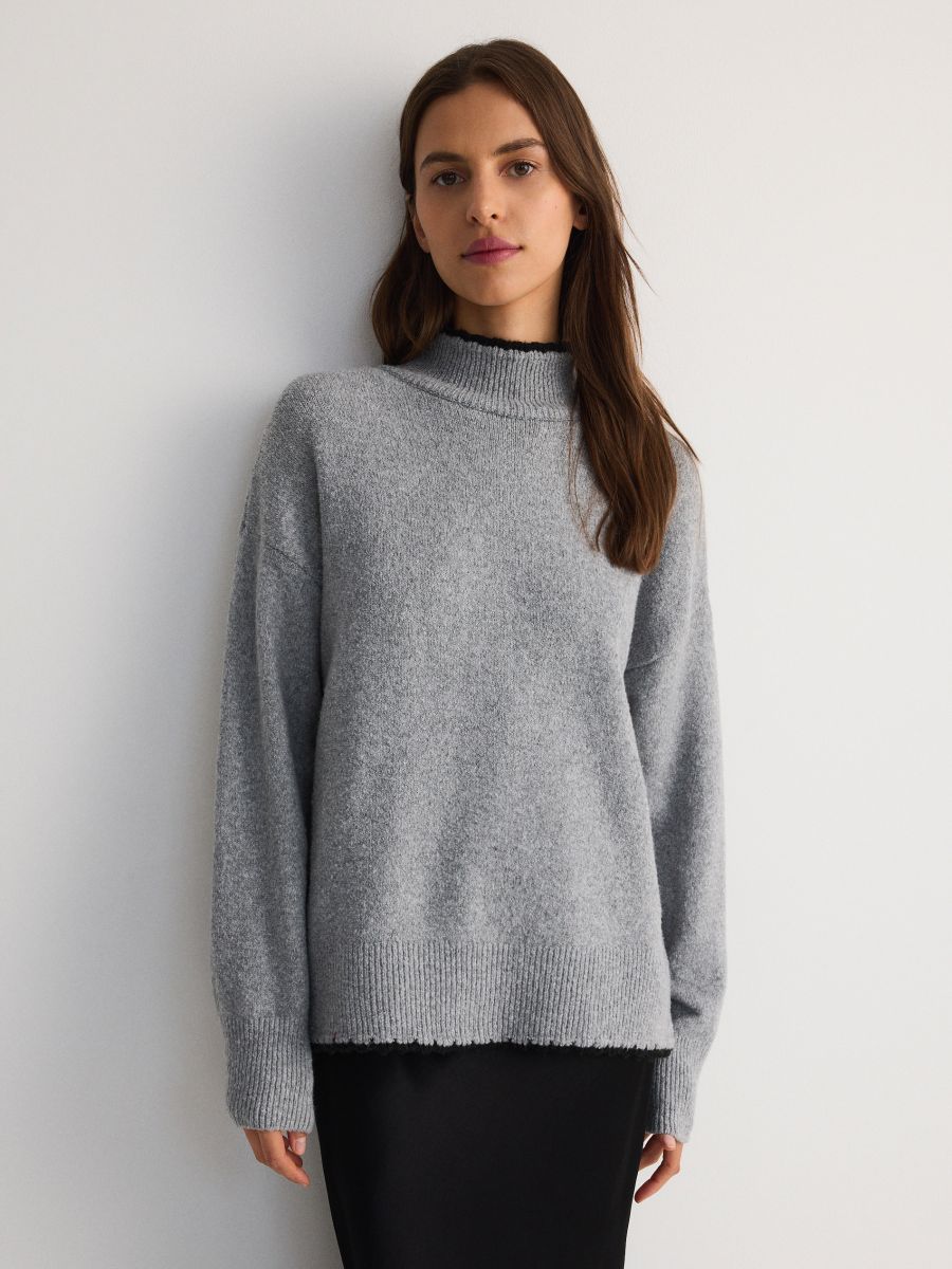 Sweater with contrast insert - mid grey - RESERVED - 7