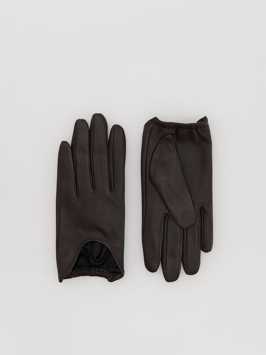 Handschuhe aus Schafleder - dunkelbraun - RESERVED