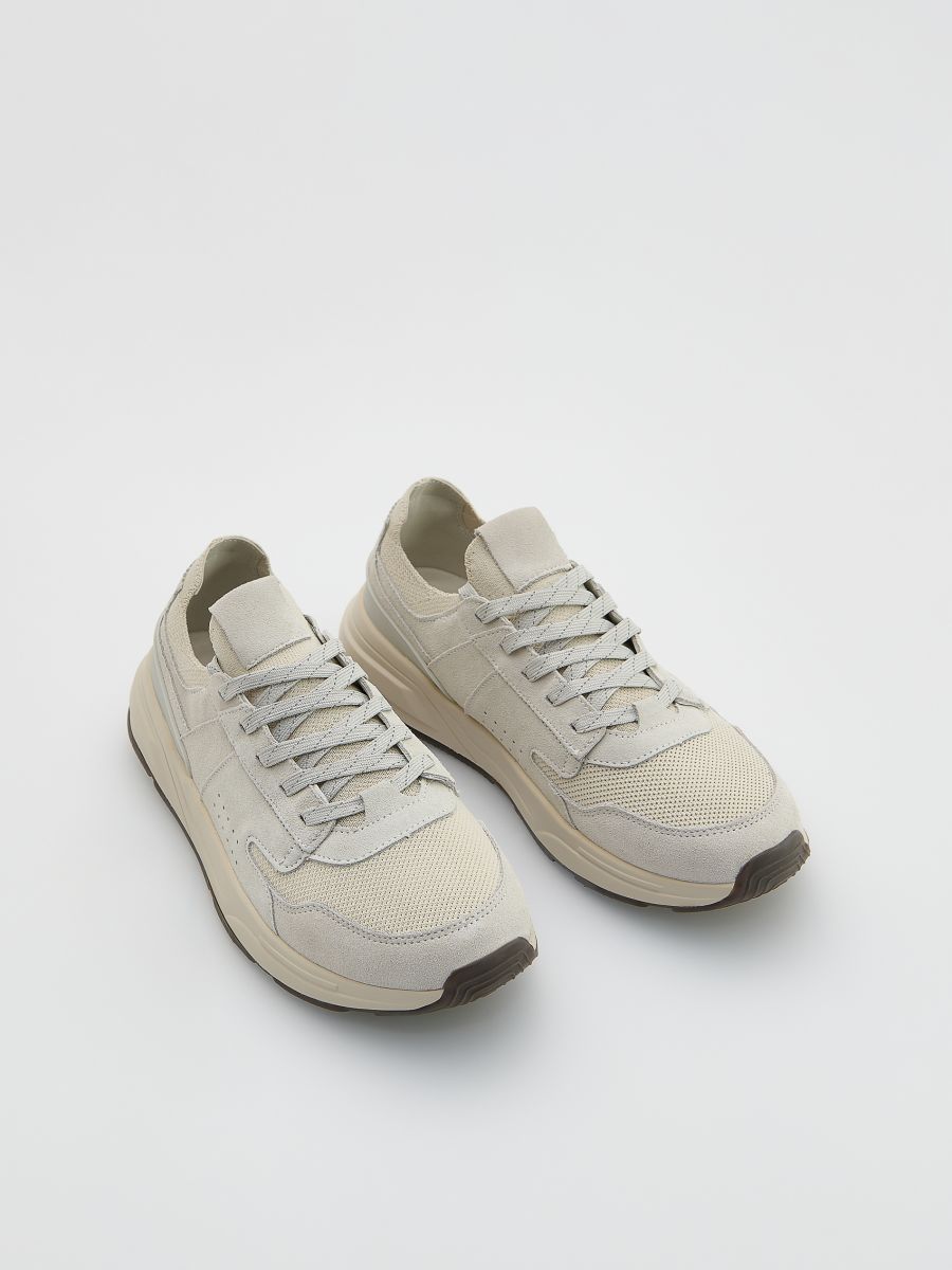 Sneakersy ze skórzanymi wstawkami - beżowy - RESERVED