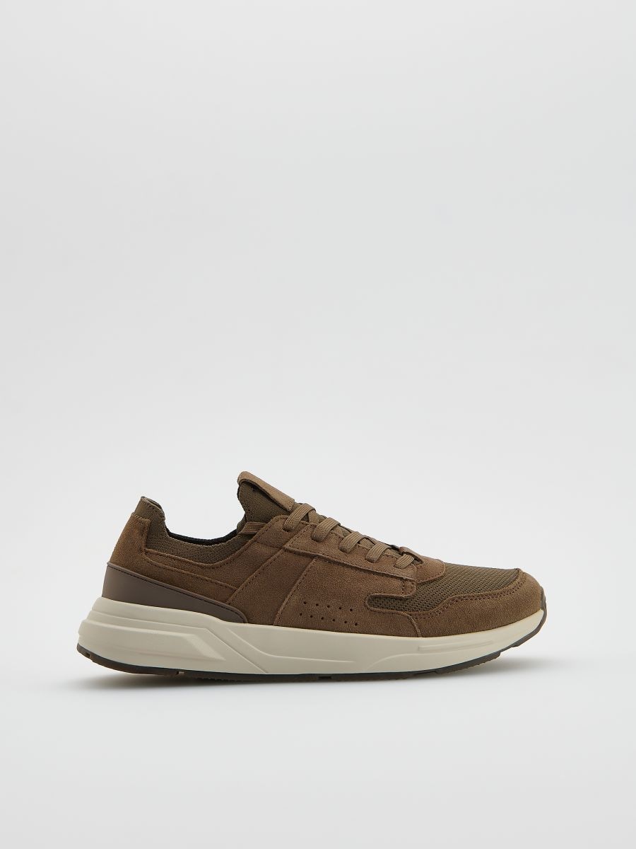 Sneakersy ze skórzanymi wstawkami - brązowy - RESERVED