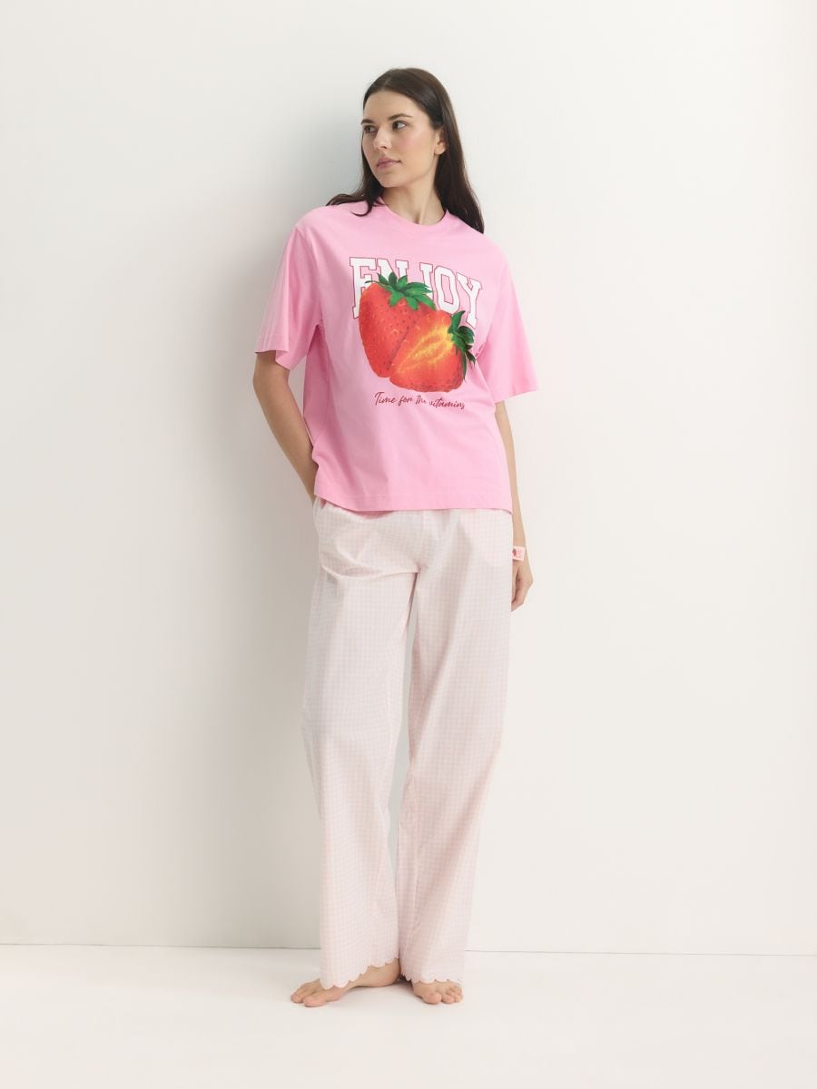Regular fit printed T-shirt - pink - RESERVED - 2
