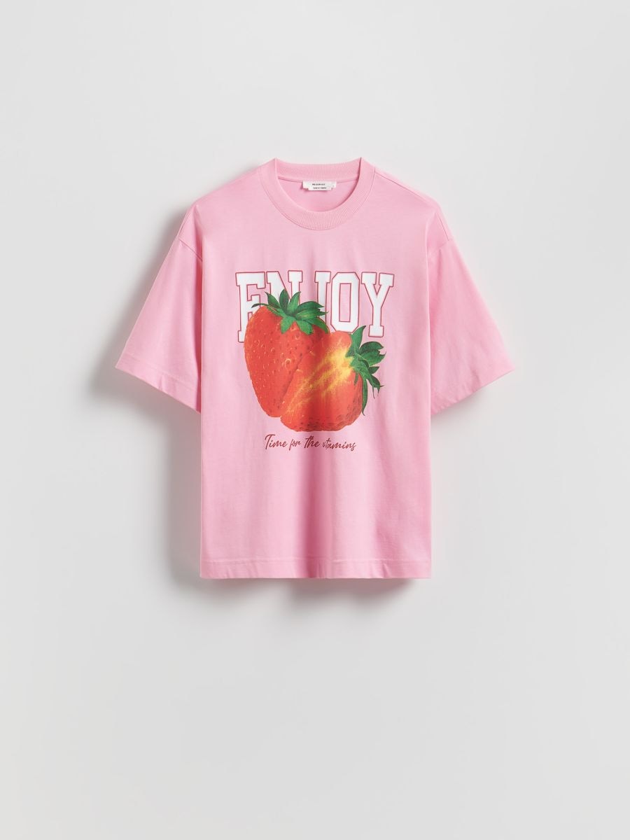 Regular fit printed T-shirt - pink - RESERVED - 4