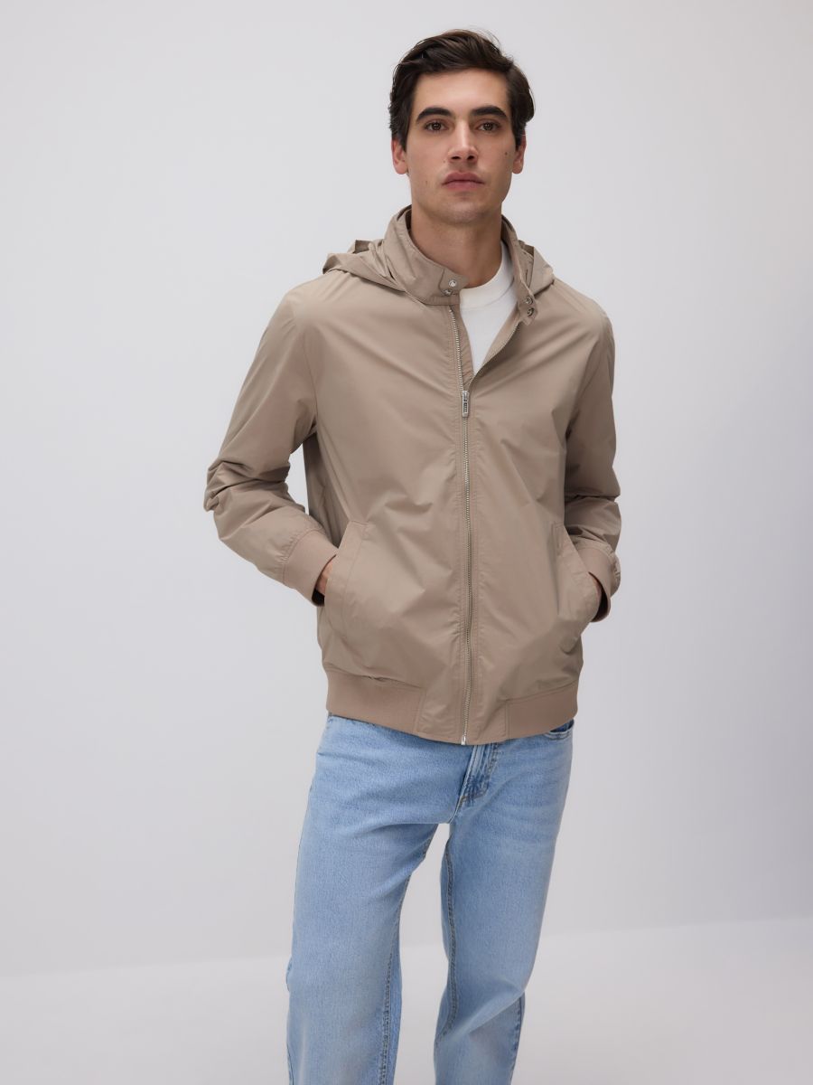 Concealable hood jacket - beige - RESERVED