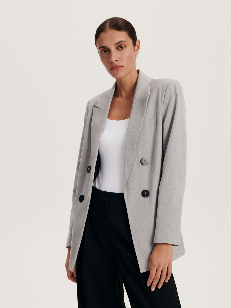 Viscose blend blazer - mid grey - RESERVED - 2