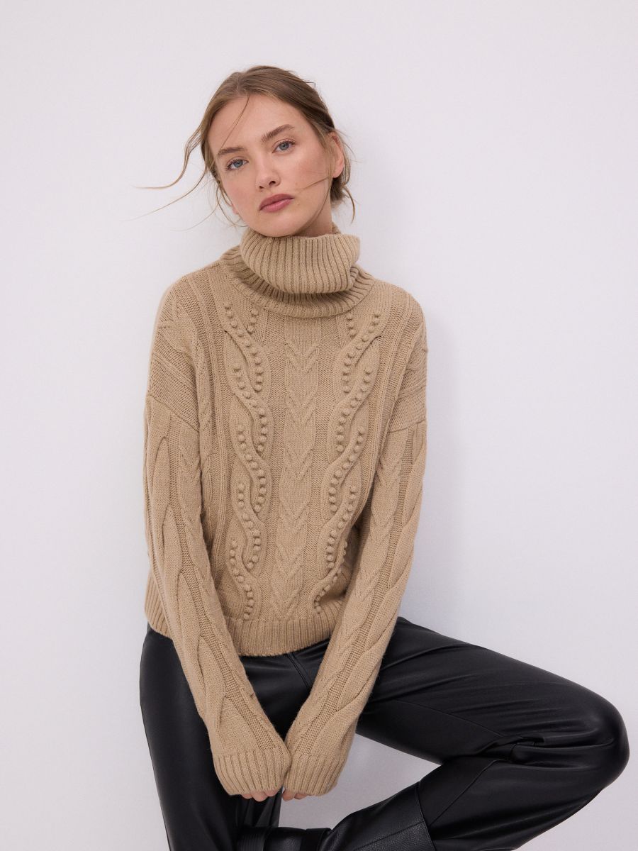 Turtleneck sweater - beige - RESERVED - 3