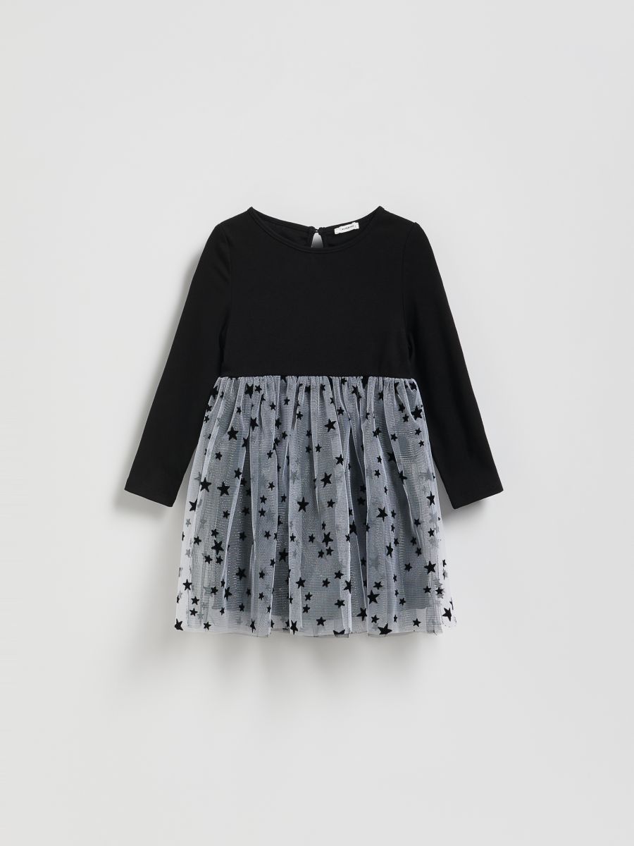 Dress with tulle hem - black - RESERVED