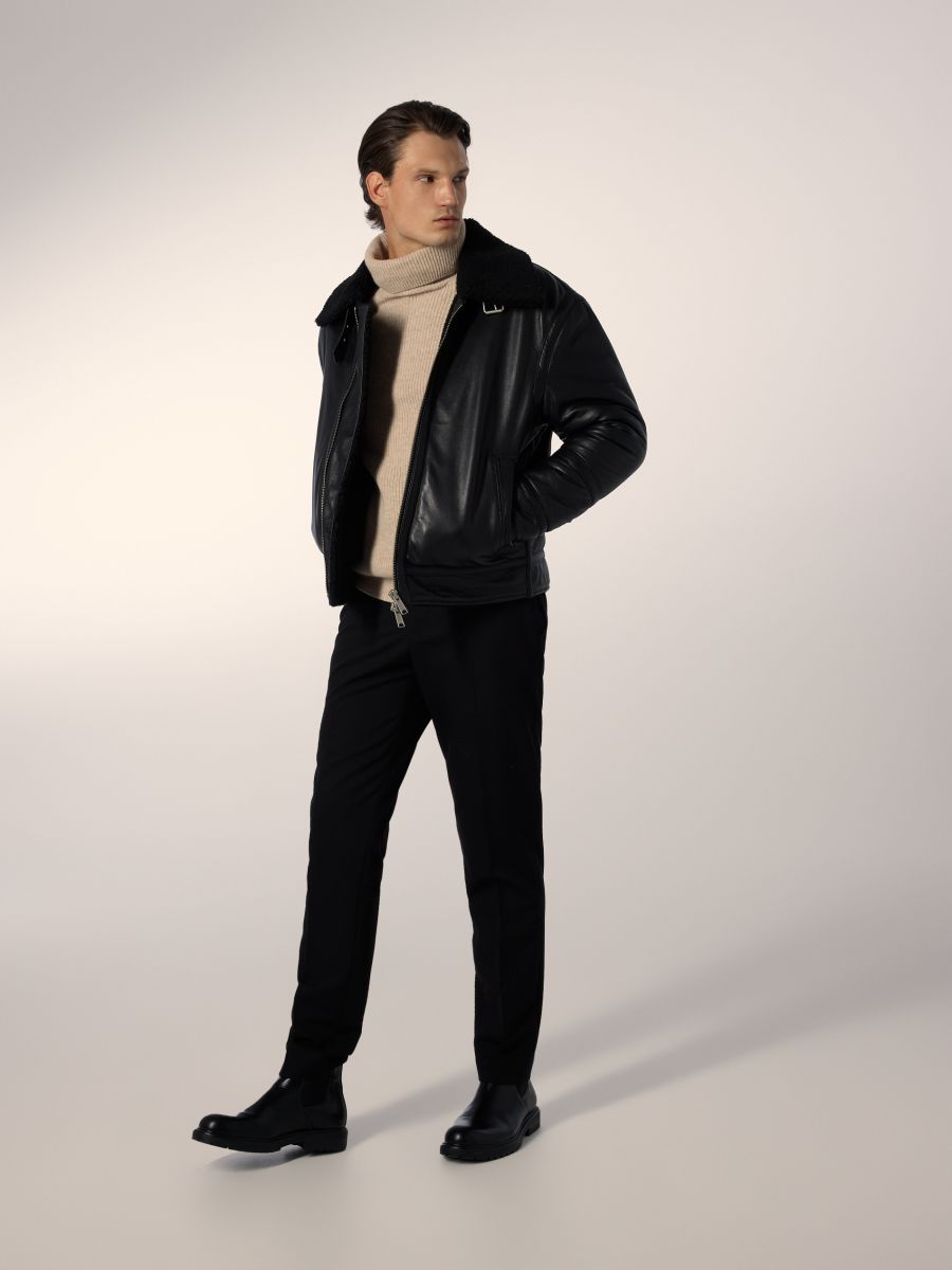Veste en cuir - noir - RESERVED