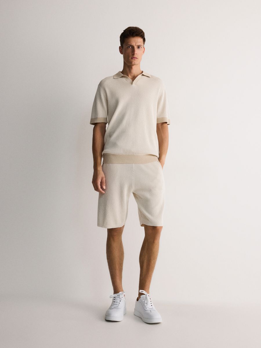 Structural fabric shorts with tie detail - beige - RESERVED - 2