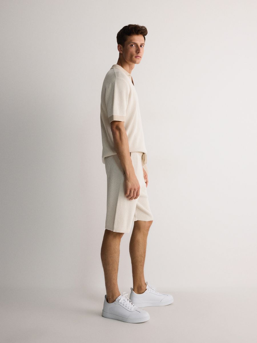 Structural fabric shorts with tie detail - beige - RESERVED - 3