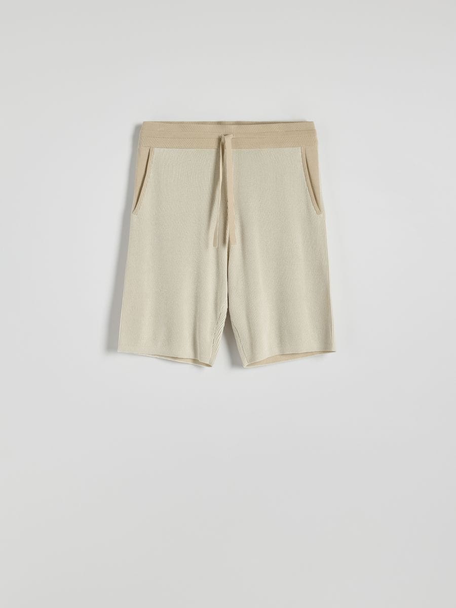 Structural fabric shorts with tie detail - beige - RESERVED - 4