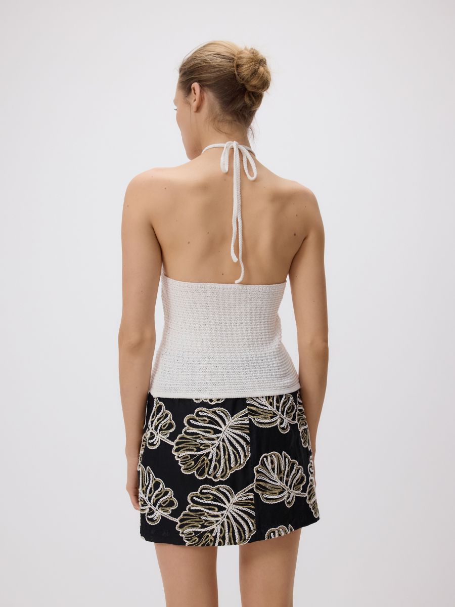 Top con fiore all’uncinetto - panna - RESERVED - 4