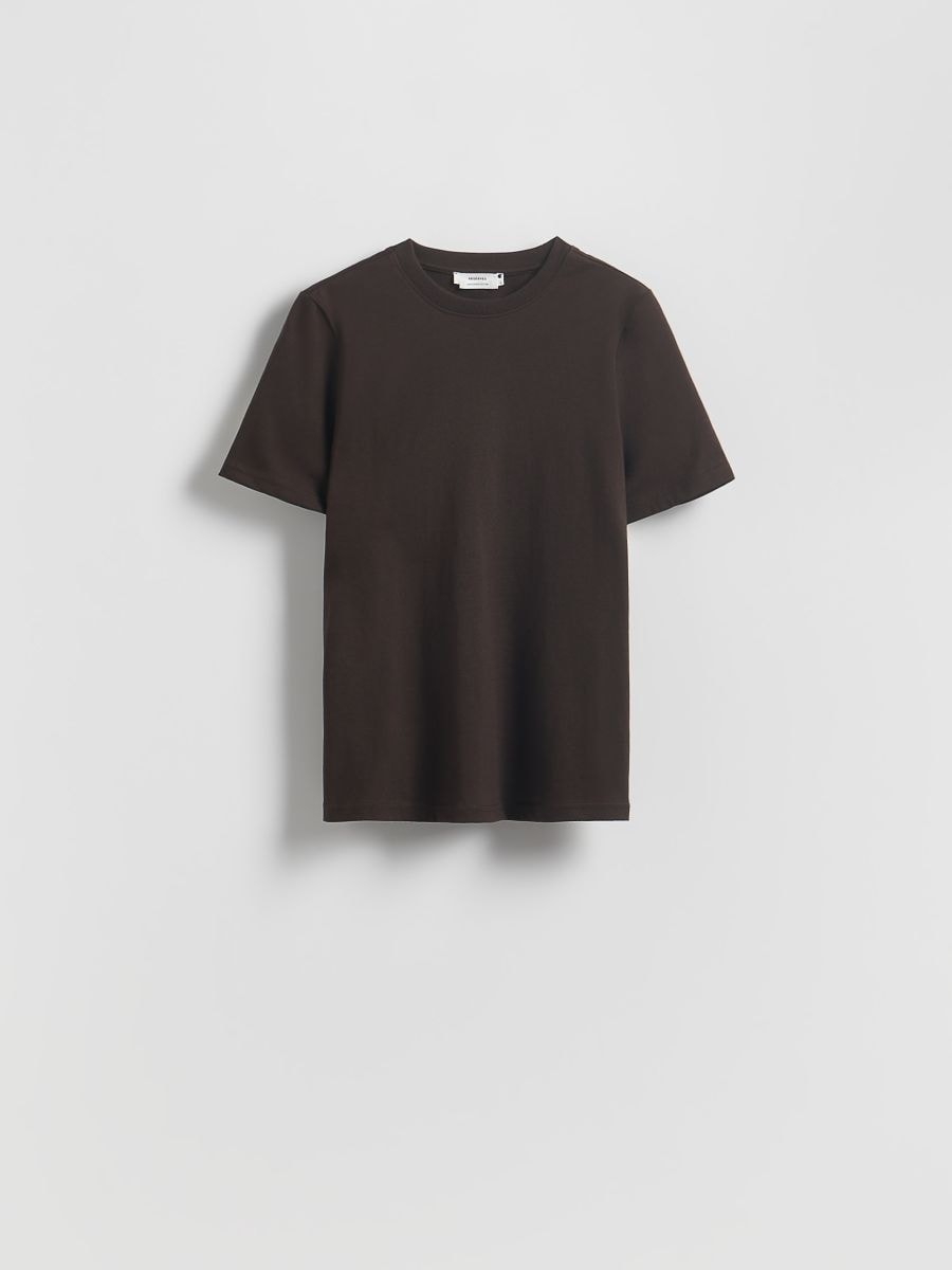 Tricou din bumbac mercerizat - maro - RESERVED