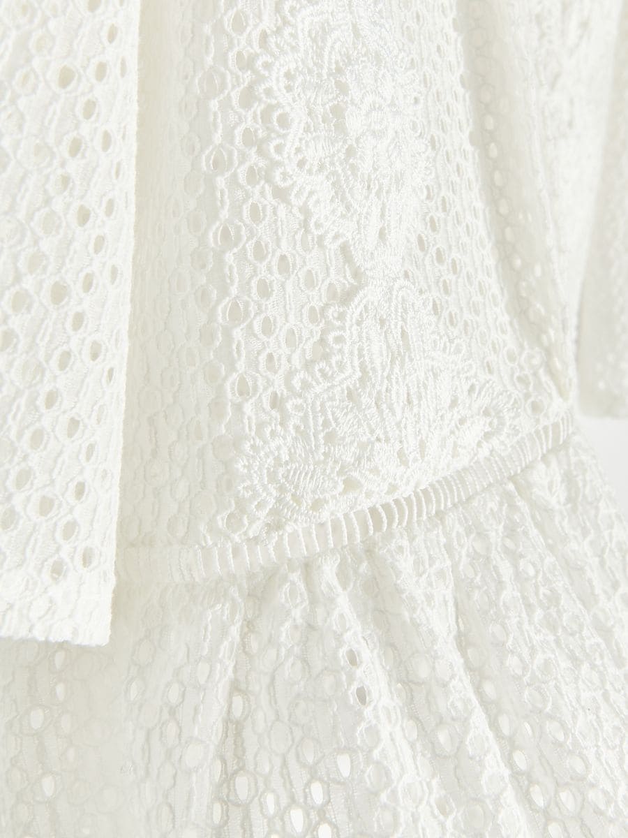 Blouse with ruffle and embroidery - cream - RESERVED - 5