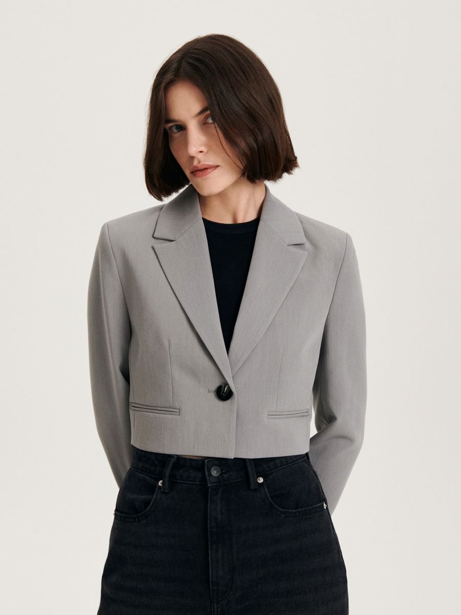 Cropped blazer - mid grey - RESERVED - 3