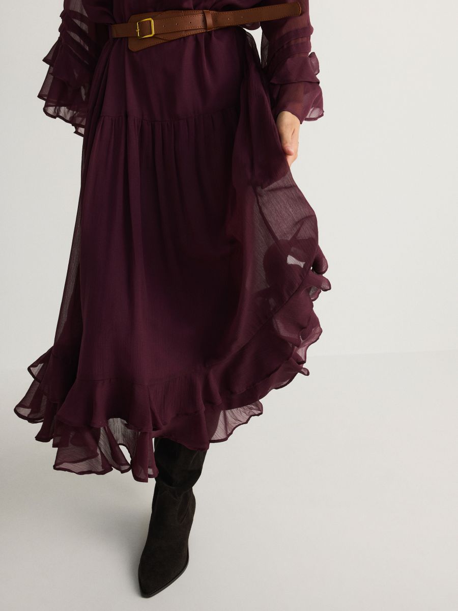 Midi dress with ruffles - dark violet - RESERVED - 5
