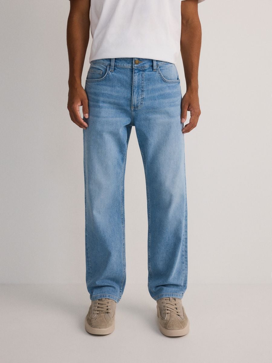 Straight jeans med afvasket look - blå - RESERVED