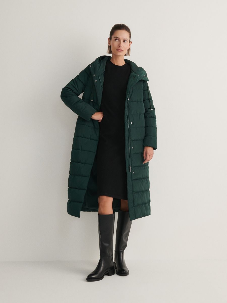 Longline down-filled coat - steel green - RESERVED - 7