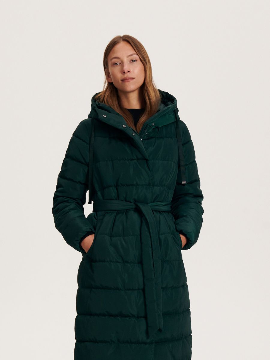 Longline down-filled coat - steel green - RESERVED - 2