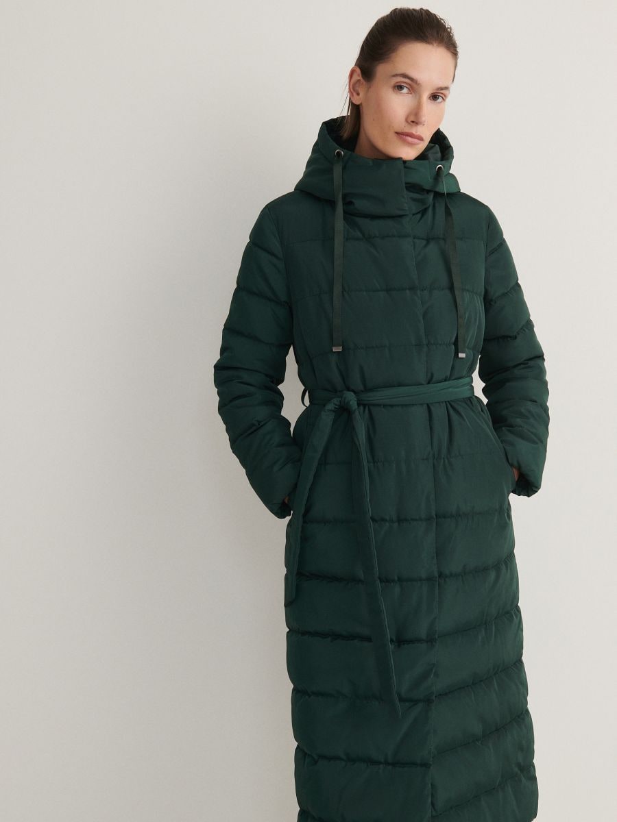 Longline down-filled coat - steel green - RESERVED - 8