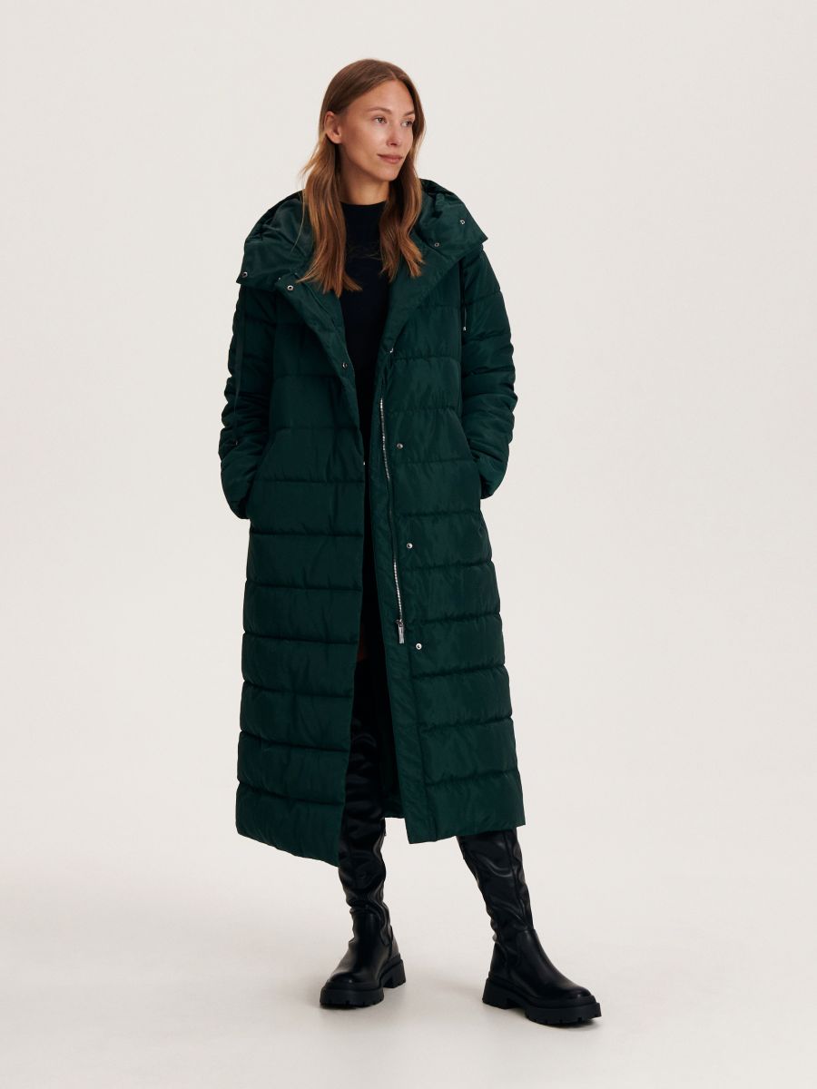 Longline down-filled coat - steel green - RESERVED - 3