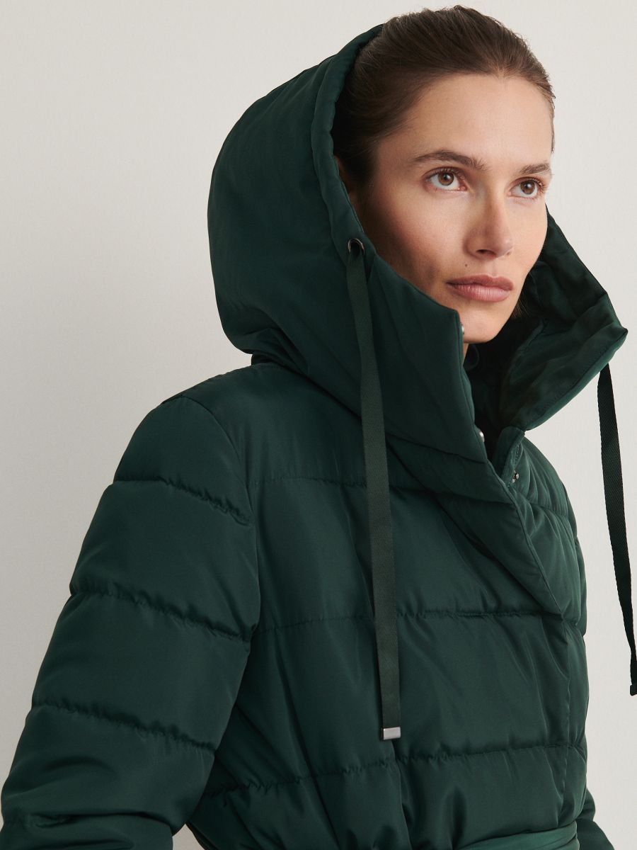 Longline down-filled coat - steel green - RESERVED - 9