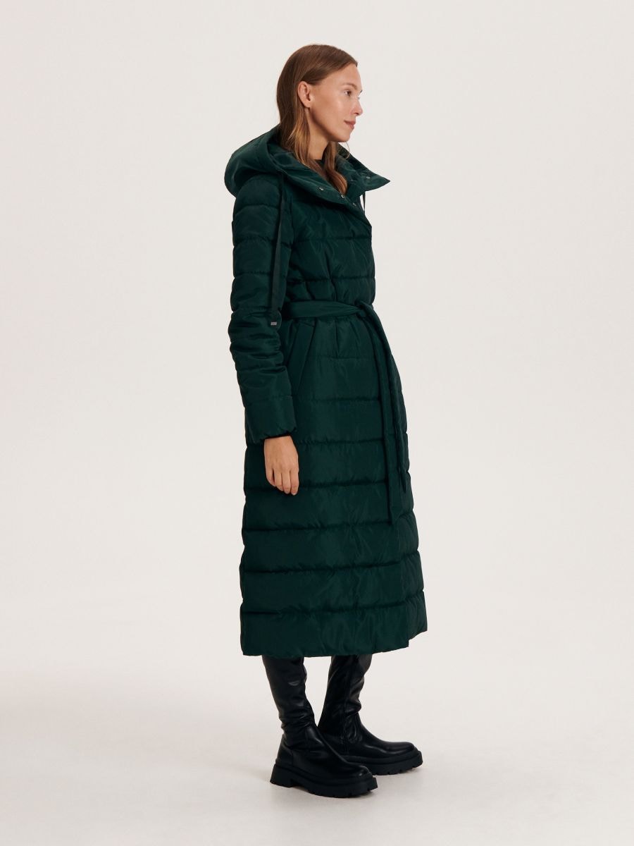 Longline down-filled coat - steel green - RESERVED - 4