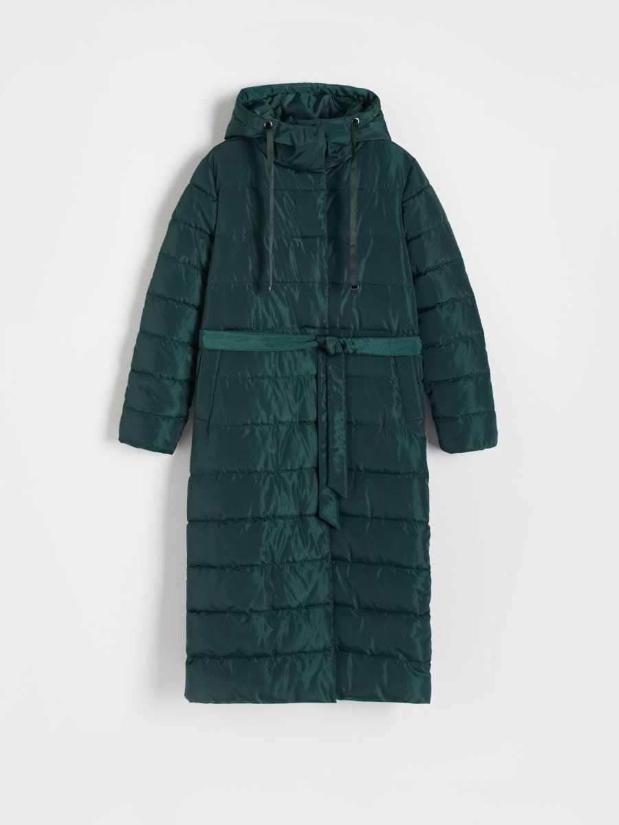 Longline down-filled coat - steel green - RESERVED - 5