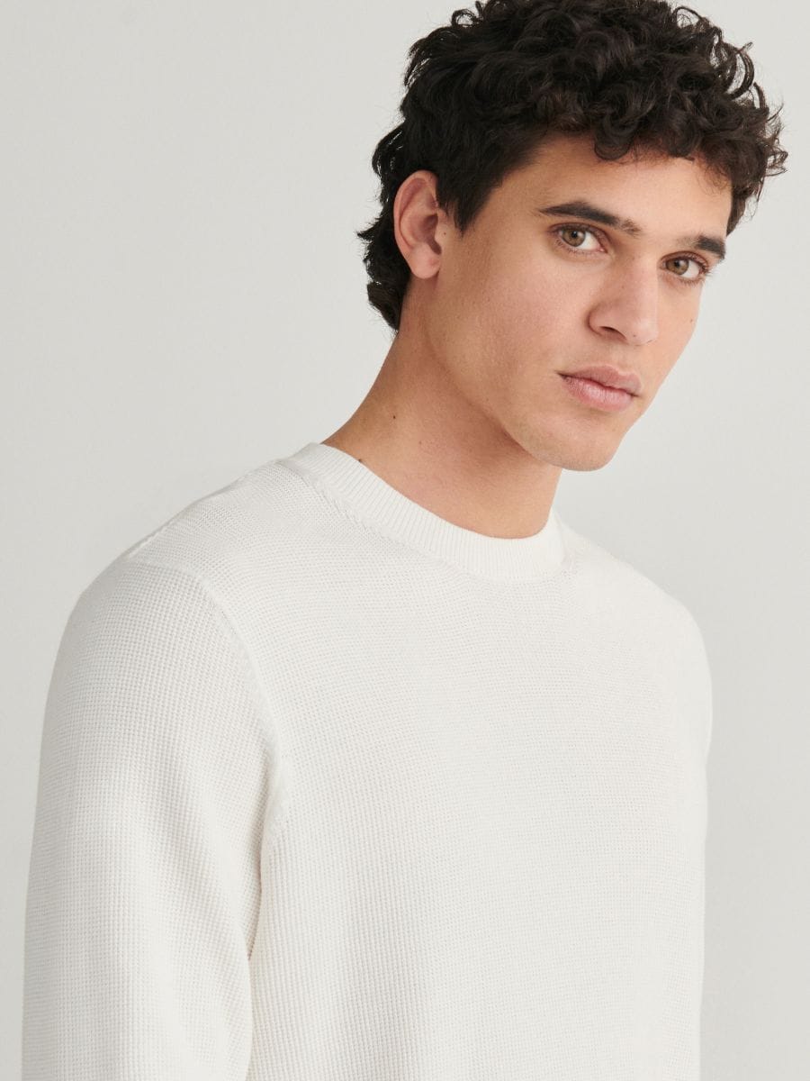 Puuvillane džemper - valge - RESERVED