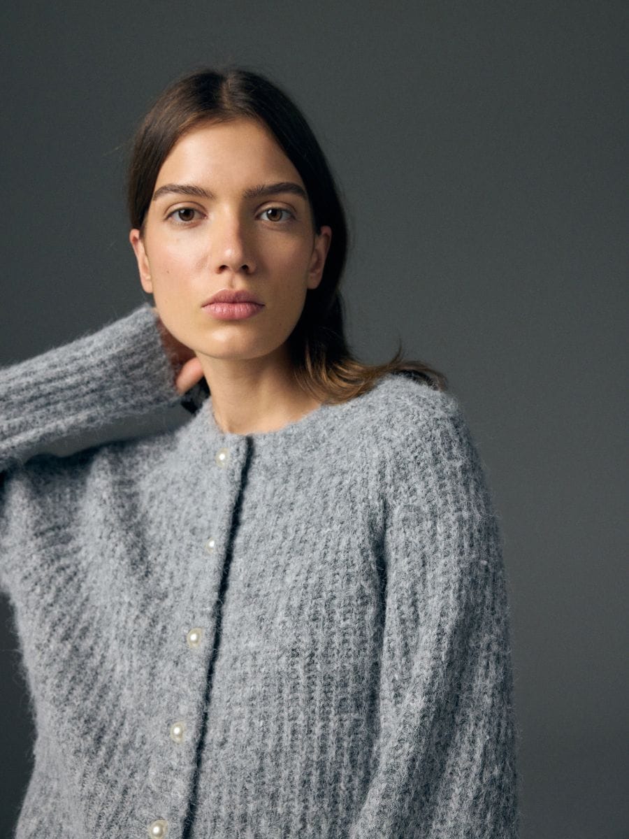 Cardigan with decorative buttons - mid grey - RESERVED - 4