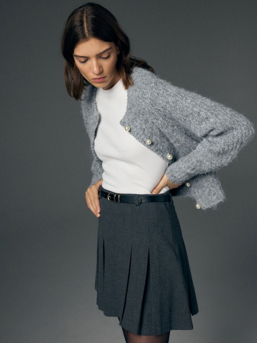 Cardigan with decorative buttons - mid grey - RESERVED - 2