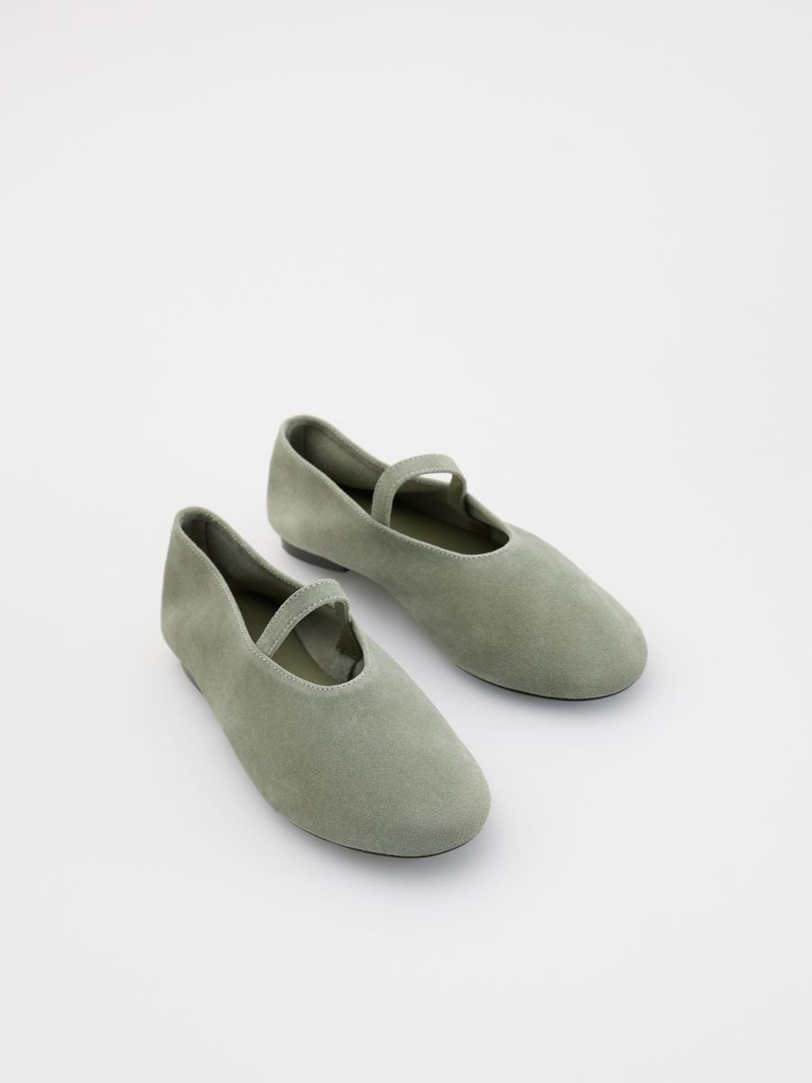 Ballerines en daim - vert céladon - RESERVED - 2