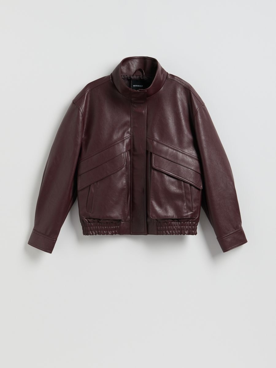 Jakna iz umetnega usnja - bordo - RESERVED