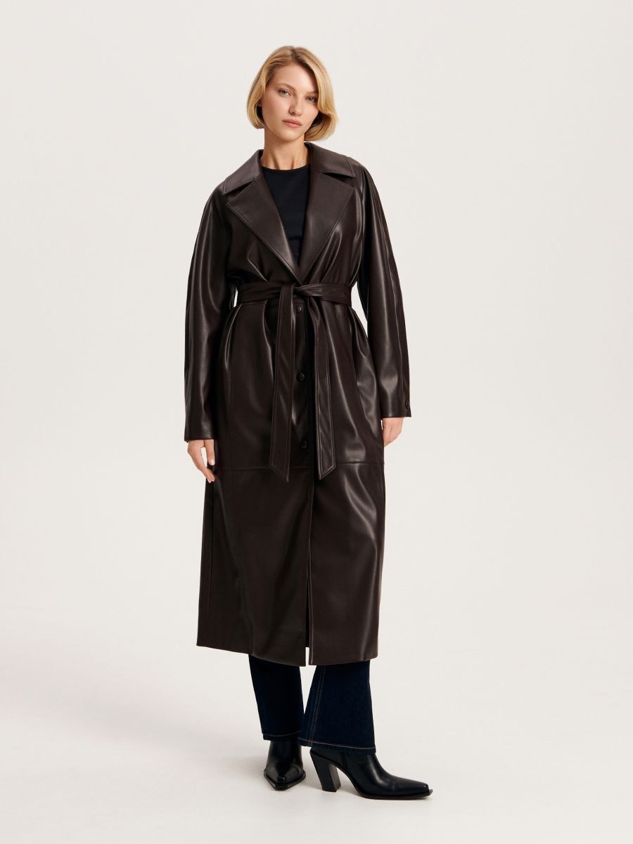 Faux leather coat Color dark brown - RESERVED - 4900V-89X