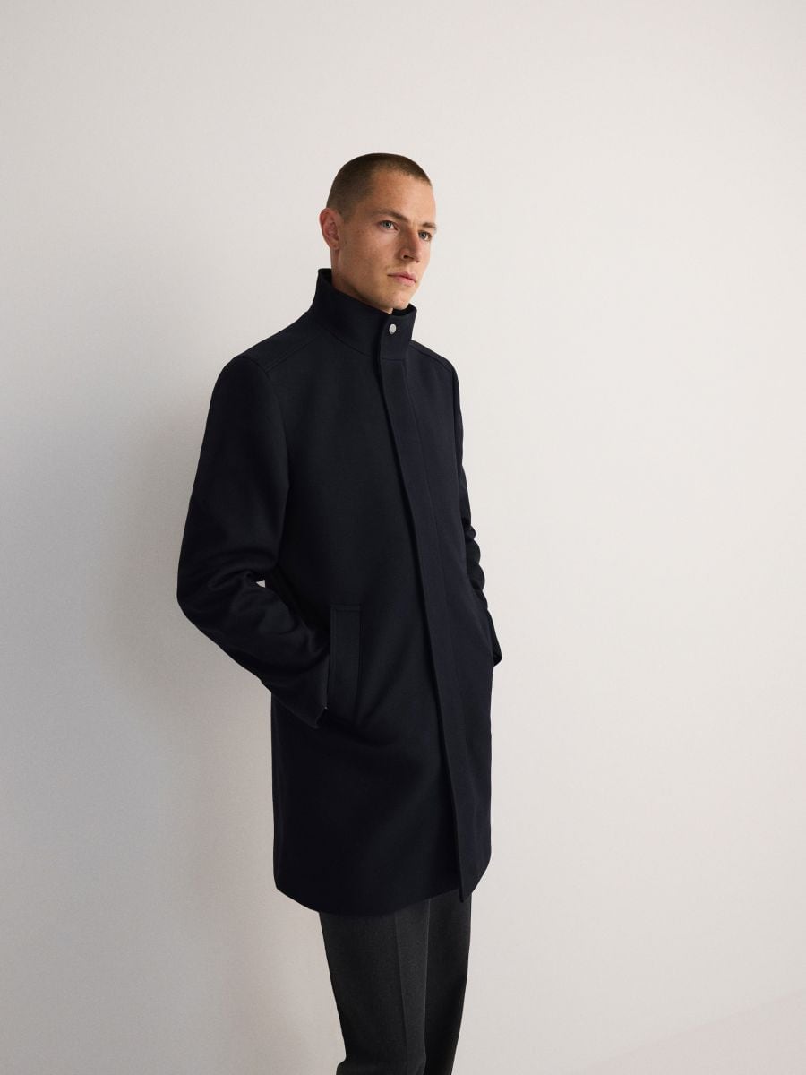 Coat with stand up collar - navy - RESERVED - 3