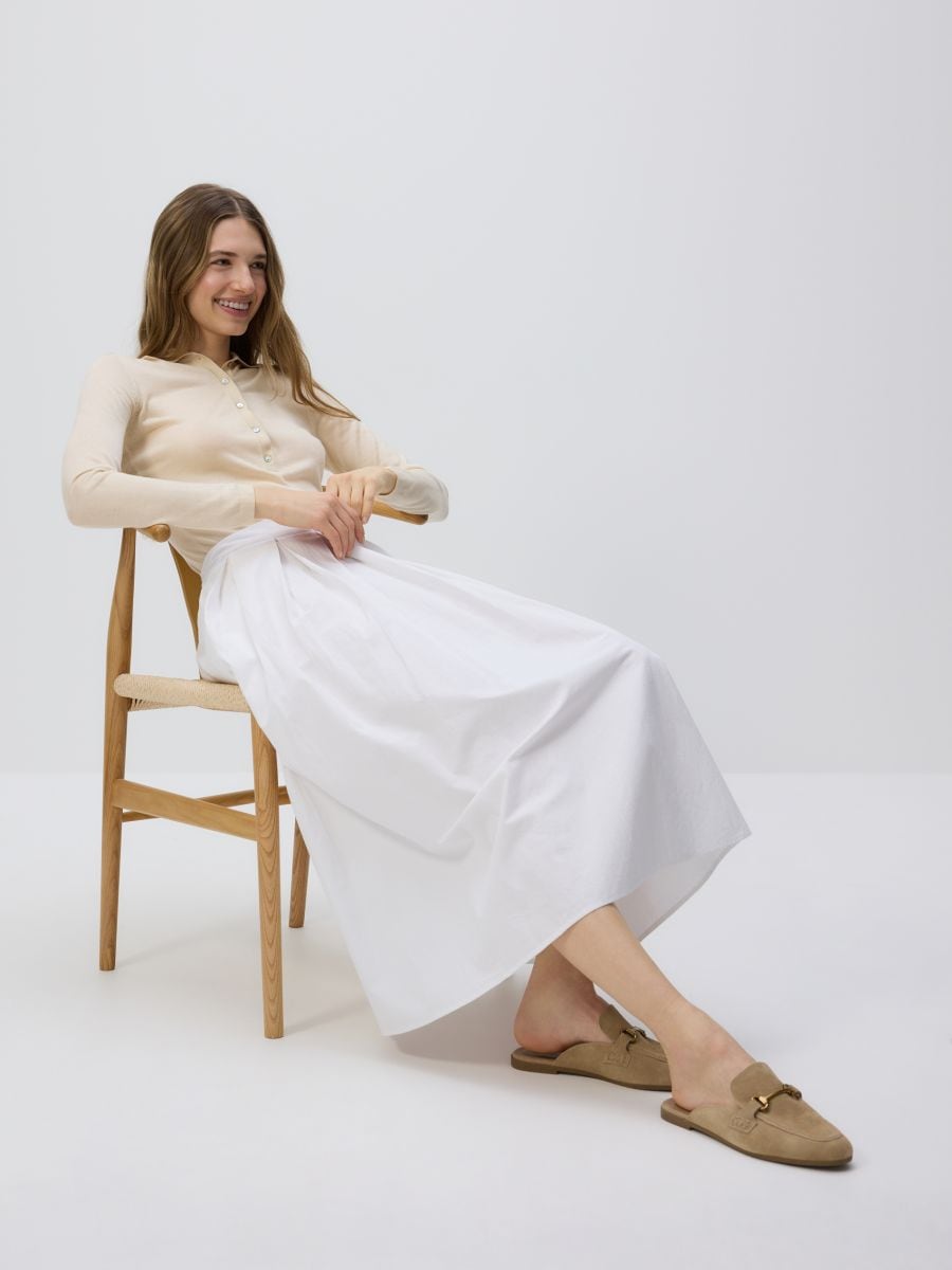 Suede mules with buckle - beige - RESERVED - 7
