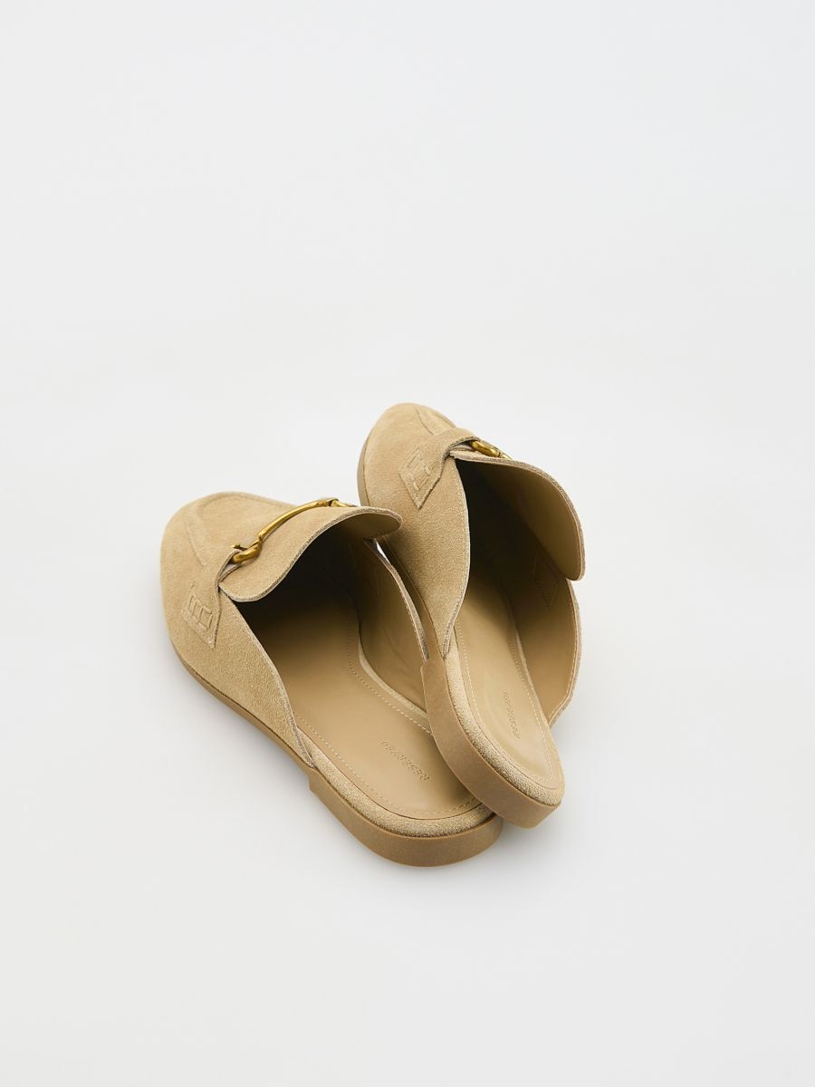 Suede mules with buckle - beige - RESERVED - 3